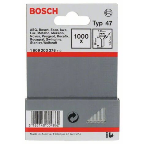 BOSCH 1609200376 CLOU TYPE 47 1,8 X 1,27 X 16 MM, 1000 PIÈCES