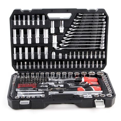 Yato – Jeu de clés à douille 1/4", 3/8", 1/2" – YT38841 – Coffret 216 éléments – Poignées ergonomiques, système de dégagement rapide (1/5)