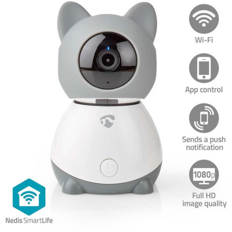 Smartlife camera dinterieur wi fi full hd 1080p pan tilt microsd non inclus cloud storage optionnel avec detecteur de mouvement vision nocturne gris blanc (1/5)