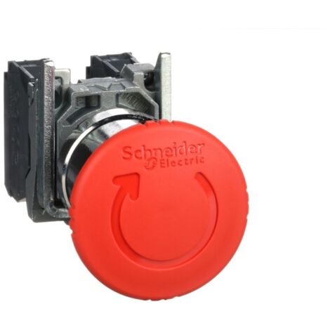Schneider Electric – Bouton d'arrêt d'urgence rond réinitialisable 120V/AC 6A – XB4BS8445 – IP69K – Métal – Pour environnements humides