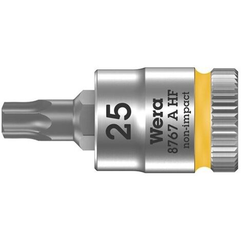 WERA 05003365001 8767 A HF TORX DOUILLE-EMBOUT ZYKLOP À EMMANCHEMENT 1/4'' AVEC FONCTION DE RETENUE, TX 25 X 28 MM, JAUNE (1/5)