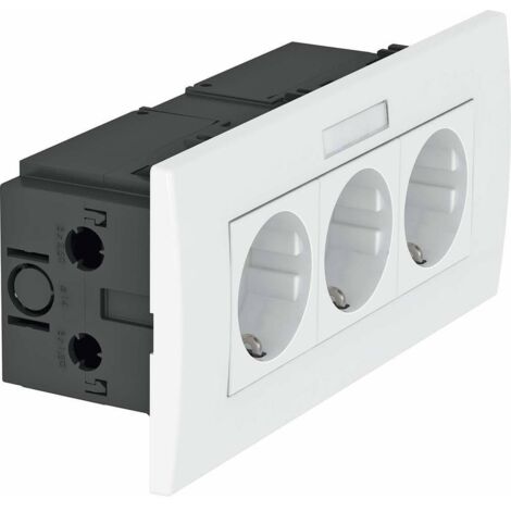 OBO Bettermann Bloc de prises Modul 45, 3x 84x185x59mm polycarbonate blanc pur RAL 9010, 6119433 (1/2)