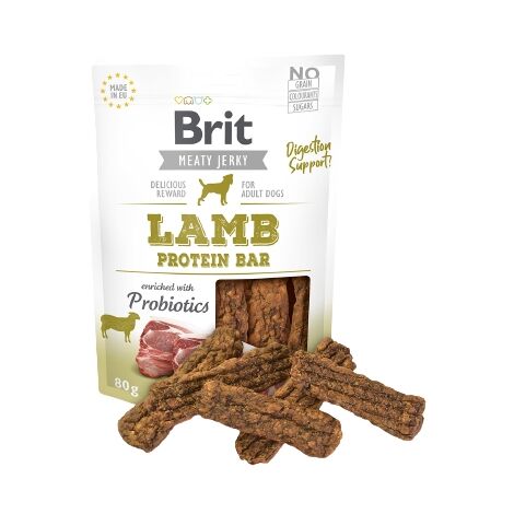 BRIT JERKY SNACK CHIEN FRIANDISES AGNEAU 80 G (8595602543700) (1/4)