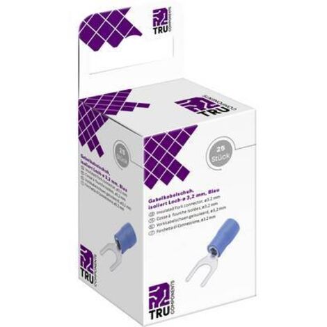 TRU COMPONENTS T2010C303 COSSE À FOURCHE 1.5 MM² 2.5 MM² Ø DU TROU=3.2 MM PARTIELLEMENT ISOLÉ BLEU 25 PC(S) (1/3)
