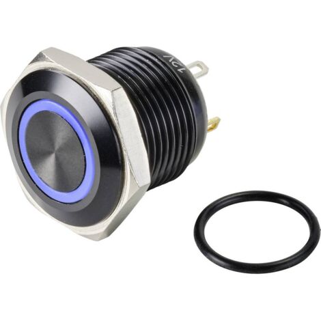 TRU COMPONENTS TC-9428164 GQ16F-10E/J/B/12V/A BOUTON POUSSOIR À PRESSION 48 V/DC 2 A 1 X OFF/(ON) À RAPPEL BLEU IP65 1 PC(S) (1/3)
