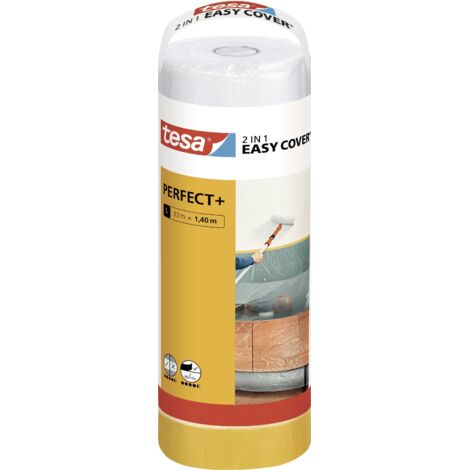 TESA EASY COVER PERFECT+ 56574-00000-00 FILM DE MASQUAGE JAUNE, TRANSPARENT (L X L) 33 M X 1.40 M 1 SET