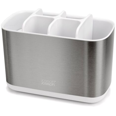 JOSEPH JOSEPH 70531 EASYSTORE STEEL PORTE-BROSSES À DENTS GRAND FORMAT-BLANC, ONE SIZE (1/5)