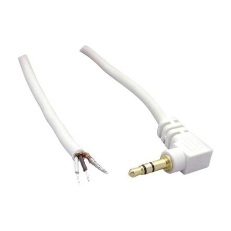 Jack 2.5 mm mâle, coudé BKL Electronic 1101253 Nombre de pôles: 3 stéréo blanc 1 pc(s) W094921 (1/3)