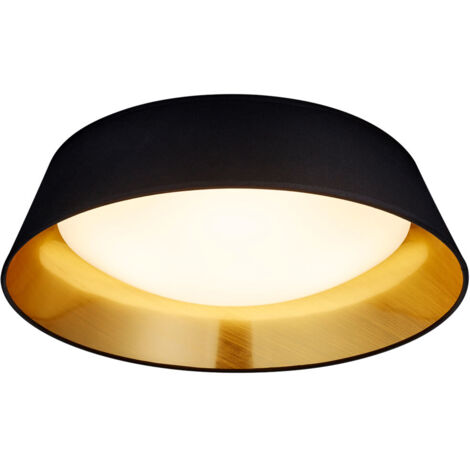 REALITY LEUCHTEN PLAFONNIER LED PONTS R62871879 - ACRYLIQUE BLANC - ABAT-JOUR EN TISSU NOIR/DORÉ - AVEC LED 18 W (1/5)