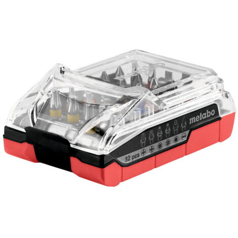 Metabo – Coffret d'embouts de batterie 626696000 – 30 pièces S2, L25mm – Adaptateur et porte-embout magnétique – Pour vis Torx T10 à T40