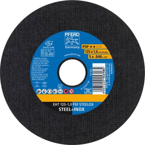 LOT DE 10 DISQUES À TRONÇONNER PFERD 125 X 1,0 X 22,23 MM PSF STEELOX, POUR UNE GRANDE PUISSANCE DE SÉPARATION ET UNE BONNE AUTO (1/5)