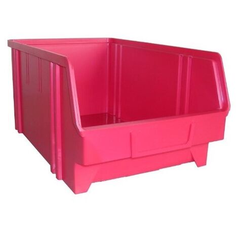 Bacs De Rangement En PP Rouge – Taille 3, Incassables, Empilables – Pour Atelier, Garage, Rangement