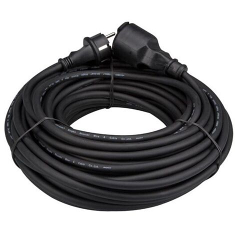 Perel Rallonge, H05RR-F 3G1.5, 25 m, 16 A/230 V, 3680 W, type E/F, IP44, caoutchouc, noir