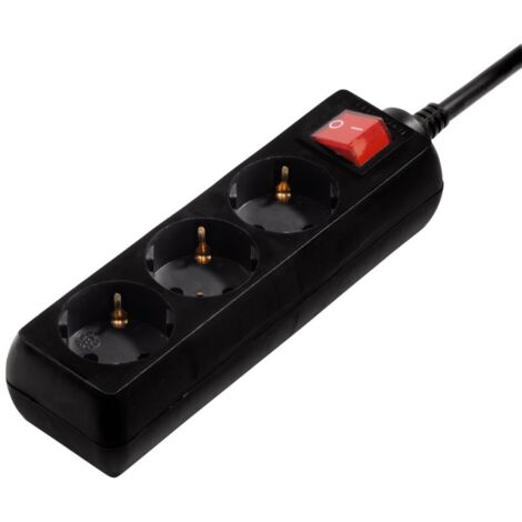 MULTIPRISE, 3 PRISES, AVEC INTERRUPTEUR, 3 M, NOIRE HAMA 00108816 (1/3)