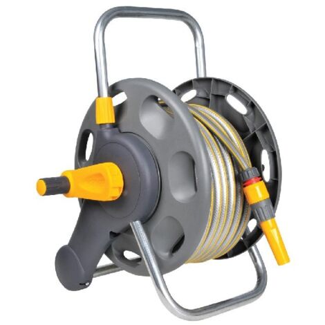 Hozelock – Dévidoir tuyau arrosage 25 m – Fixation murale/portable – Enroulement manuel – Capacité 45 m – Plastique robuste (1/3)