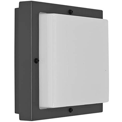 Applique extérieure IP65 en aluminium gris – Diffuseur polycarbonate opale – E27 – Longueur 240mm – Largeur 240mm – Hauteur 80mm – 623180 – Sg Lighting (1/5)