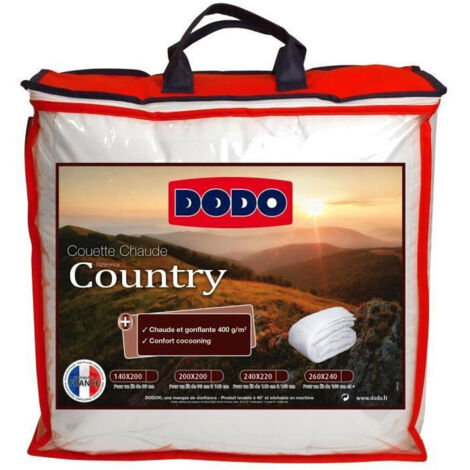 Dodo – Couette chaude 220 x 240 cm – Garnissage polyester fibres creuses 400 g/m² – Enveloppe polycoton – Couleur blanche (1/10)