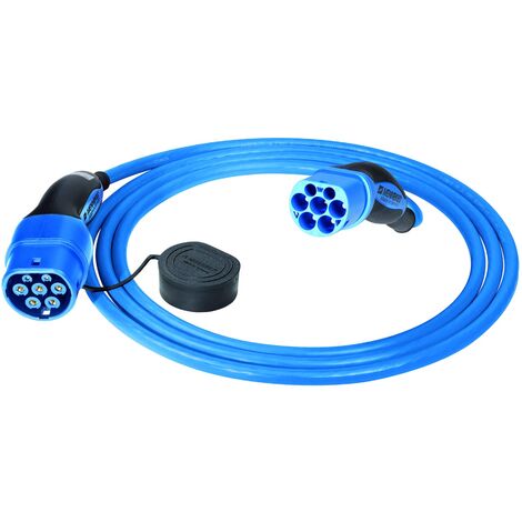 Câble de recharge voiture électrique Type 2 – Longueur 7,5 m – Puissance 22 kW – Courant 32 A – Mode 3 triphasé