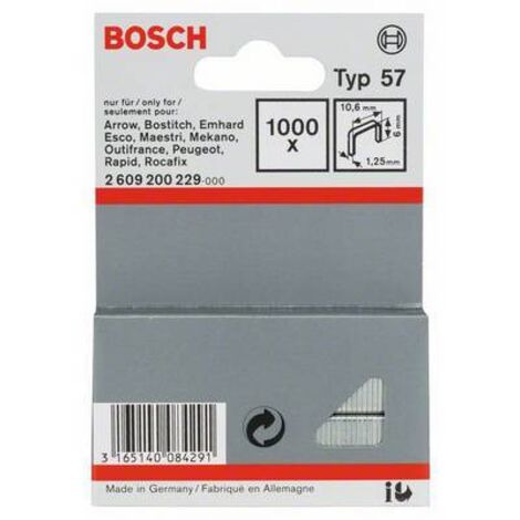 Agrafes à fil plat type 57, 10,6 x 1,25 x 6 mm Bosch 2609200229