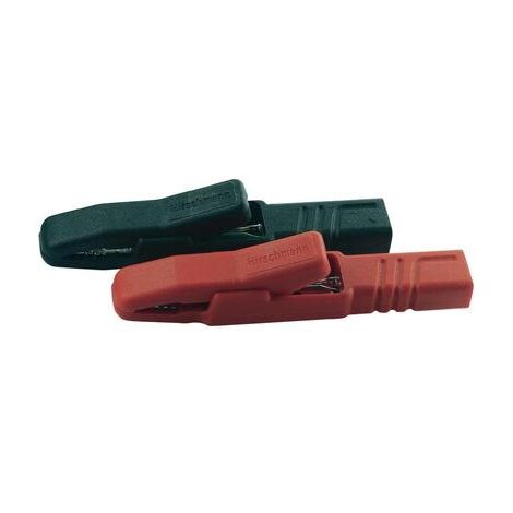 LOT DE PINCES CROCODILES SKS HIRSCHMANN SET AK 2S ENFICHABLE 4 MM CAT I NOIR, ROUGE 972603001