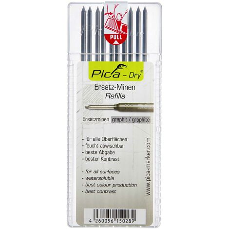 PICA DRY PACK DE 10 MINES GRAPHITE, GRIS, DRY PICA-MARKER GERHARD MÖCK