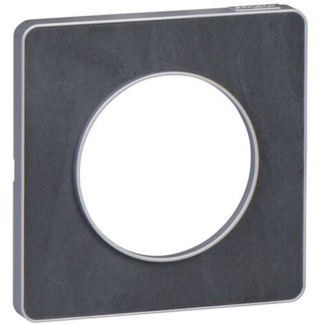 Schneider Electric – Plaque décorative 1 poste Odace – Finition ardoise avec liseré aluminium – Compatible mécanismes Odace – Montage horizontal ou vertical