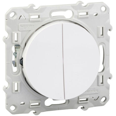 Schneider Electric – Interrupteur double va-et-vient blanc – Connexion rapide avec 6 bornes sans vis – Fixation griffes ou vis – 10AX 250V AC 50Hz (1/5)