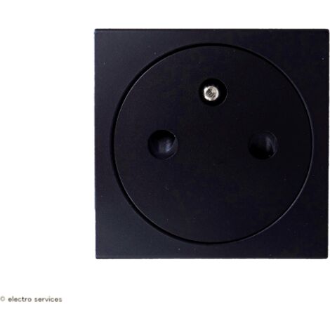 Legrand – Prise de courant 2P+T Mosaic noir mat – Installation en saillie ou encastrée – IP41 – 16A – Connexion automatique