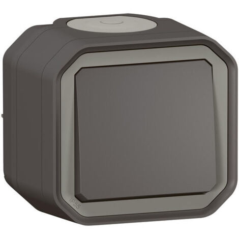 Legrand – Double interrupteur étanche 10AX 250V IP55 IK08 – Fixation saillie – Pour environnements humides – Couleur anthracite moderne
