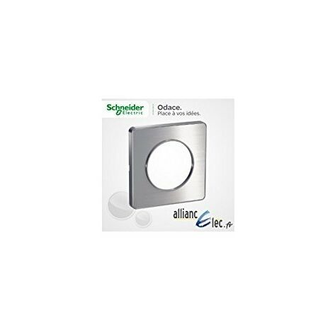 Schneider Electric – Plaque Schneider Odace Touch S530802J – Aluminium brossé – Montage horizontal/vertical – Dimensions H 85mm L 85mm P 10mm