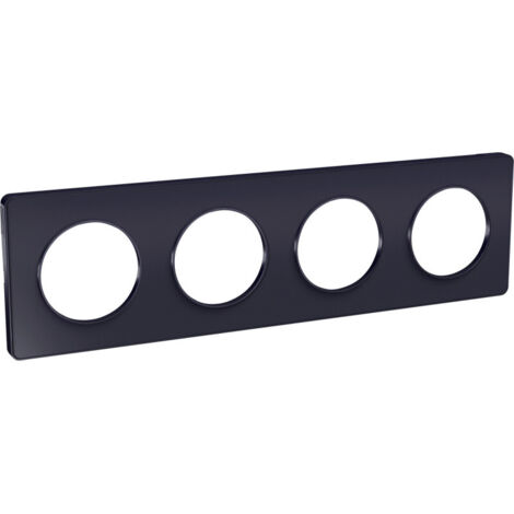Schneider Electric – Plaque anthracite 4 postes horizontale 71mm – Finition clipsable – Design Odace Touch – Installation facile sur murs imparfaits (1/4)