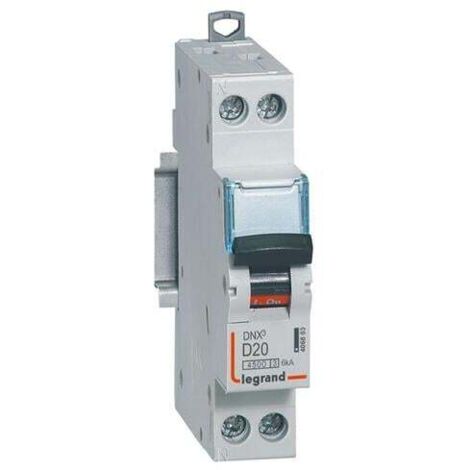 Legrand   406803  Disjoncteur DNX3 4500   vis vis   U plus N 230V  20A   4,5kA   courbe D   dEpart