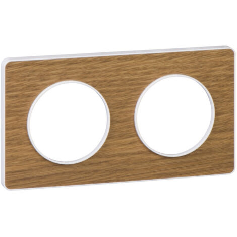 Schneider Electric – Plaque 2 postes Schneider Odace Touch bois naturel – Entraînement horizontal/vertical – Finition premium – Liseré blanc