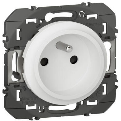 Legrand – Prise de courant 2P+T easyréno faible profondeur – 16A – Montage encastré ou saillie – Compatible plaque 2 postes entraxe 57 mm (1/7)