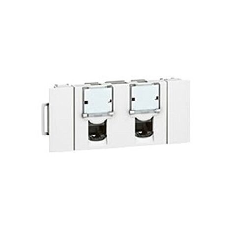 Legrand – Prise RJ45 composable 76546 – Catégorie 6 FTP – 2 ports blindés horizontaux – Installation rapide avec système Soluclip
