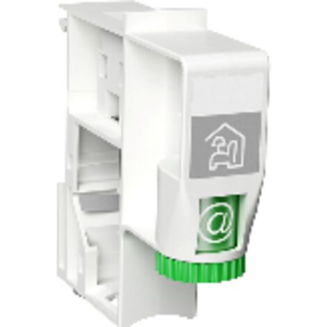 Schneider Electric – Support modulaire RJ45 vide pour rail DIN – Compatible connecteurs Actassi S-ONE – Dimensions 67x18x65mm – Température 0 à 80°C