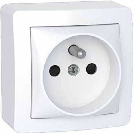 Schneider Electric – Prise de courant 2P+T à connexion rapide – Installation en saillie – Blanc polaire – Pour chantiers humides – 16A 250V