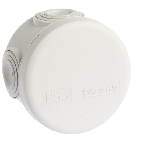Eur Ohm – Boîte de dérivation ronde étanche IP55 – Diamètre 60mm – 4 entrées directes jusqu’au Ø 16mm – Pour environnements humides - EUR50001