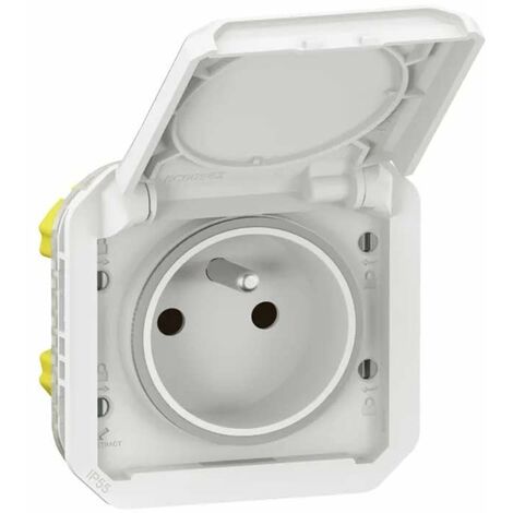 Legrand – Prise de courant 2P+T étanche 16A 250V IP55 IK08 – Résistante à l'eau et à la poussière – Installation rapide sans outil (1/7)