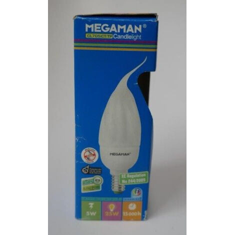 LAMPE FLAMME TORSADÉE CFL 5W E14 15000H 827 MEGAMAN MEGMM11092I (1/2)