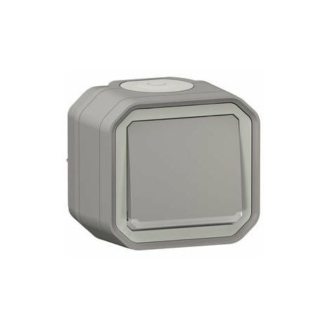 INTERRUPTEUR OU VA-ET-VIENT TÉMOIN AVEC VOYANT ÉTANCHE PLEXO 10AX 250V IP55 IK08 LIVRÉ COMPLET FIXATION SAILLIE - GRIS (1/10)