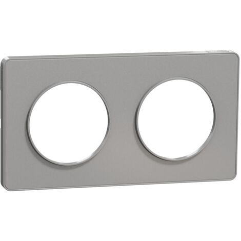 Schneider Electric – Plaque alu 2 postes horizontale 71mm – Odace Touch – Pour installation en milieu humide – Finition anti-UV (1/5)
