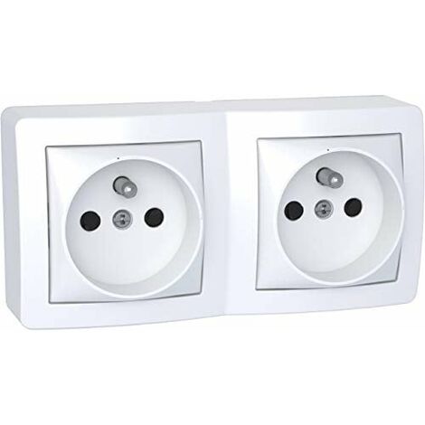 SCHNEIDER ELECTRIC - ALRÉA DOUBLE PRISE DE COURANT 2P + T CONNEXION RAPIDE AVEC CADRE SAILLIE BLANC P - ALB62473P