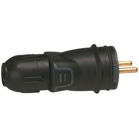 Legrand – Fiche mâle 2P+T 16A caoutchouc – Connexion auto – IP 44 – IK 08 – Câble Ø3.5 – 50440