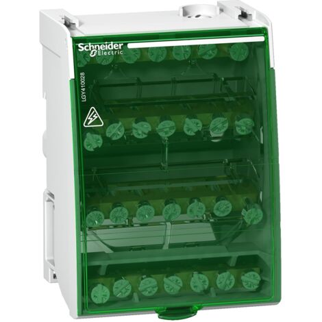 Schneider Electric – Répartiteur étagé tétrapolaire 100 A 4 pôles 28 connexions – Tension 230/440 V AC – Rail DIN – LGY410028
