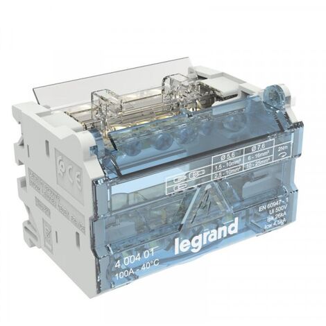 LEGRAND - RÉPARTITEUR MODULAIRE À BARREAUX ÉTAGÉS BIPOLAIRE 100A 6 DÉPARTS - 4 MODULES LEG400401
