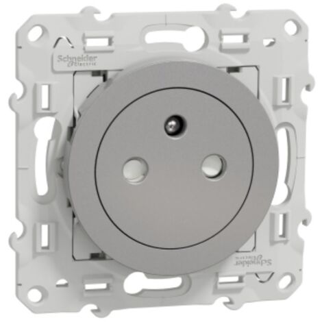 prise de courant - 2p+t - odace - affleurante - aluminium - schneider electric s530052