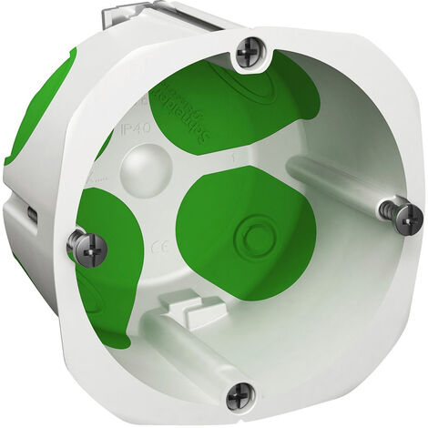 Schneider Electric – Boîte d'encastrement étanche 1 poste diamètre 67 mm – Profondeur 40 mm – Fixation avec vis – Indice de protection IP20 – Matériau PP/TPE