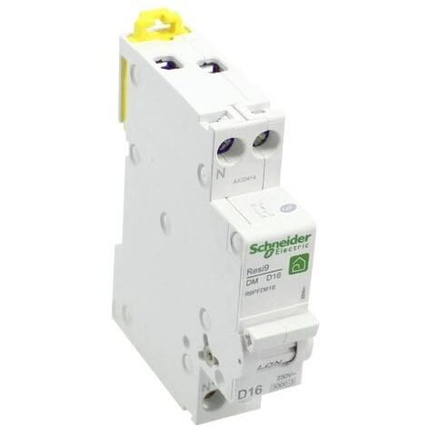 SCHNEIDER RESI9 XP DISJONCTEUR 16A PH+N COURBE D 3KA 230V - R9PFD616