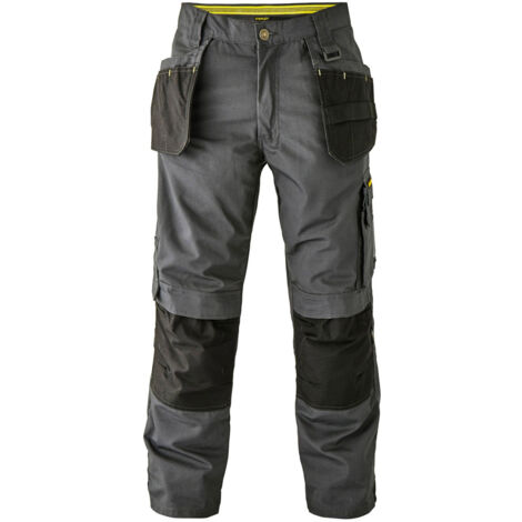 Stanley – Pantalon de travail long gris Newark – Taille 44 – Ourlets renforcés en Cordura® – Poches pour genouillères préformées